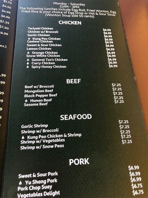 Menu at Asian Grill restaurant, Sun Lakes