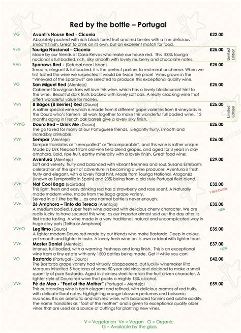 Menu at Avanti Restaurant and Bar, Kirkby Lonsdale