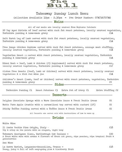 Menu at Brentwood pub & bar, Rotherham - Restaurant …