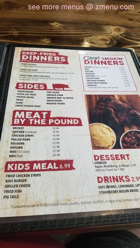 Menu at Cacys BBQ, Sapulpa - Restaurant Guru