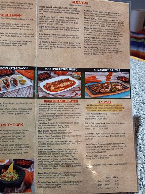 Menu at Casa Grande Mexican Restaurant Co, Perry