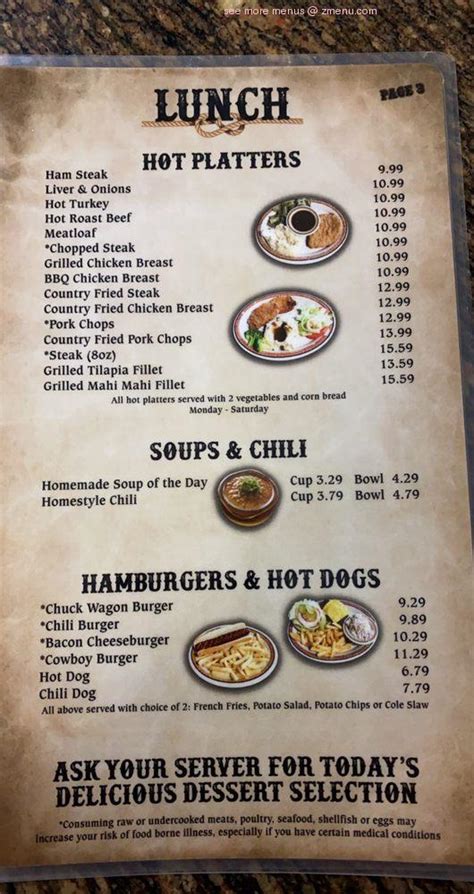 Menu at Chuck Wagon Restaurant, Miami, Bird Rd