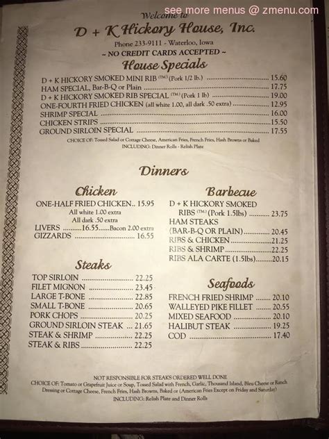 Menu at D K