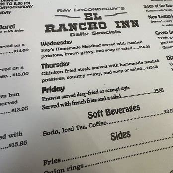 Menu at El Rancho Inn Steak & Lobster steakhouse, …