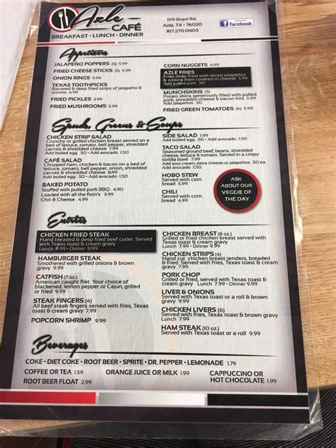 Menu at Erwin Manufacturing, Azle - Restaurant Guru