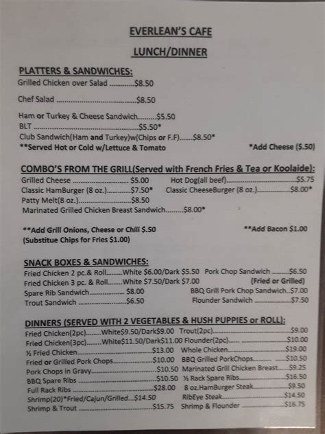 Menu at Everlean