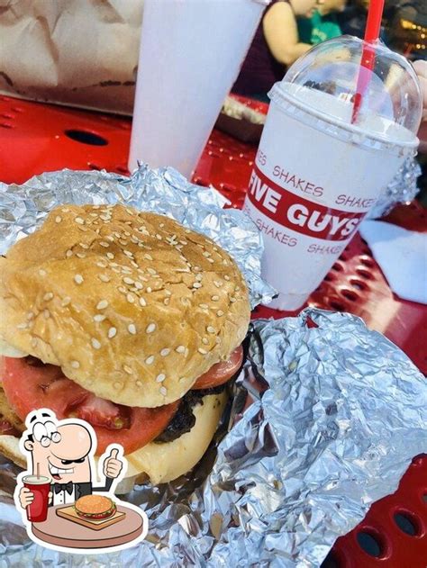 Menu at Five Guys fast food, Halifax, Argyle St