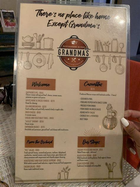 Menu at Grandma