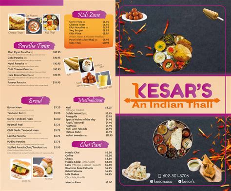 Menu at Kesar