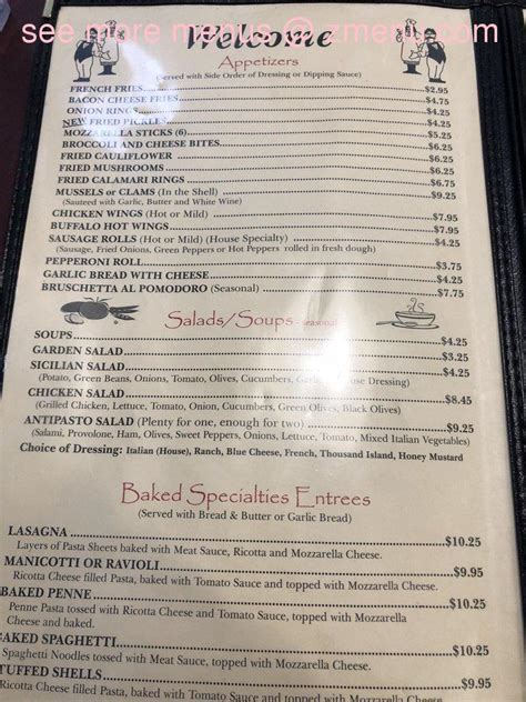 Menu at Padrinos Italian Restaurant, Beckley