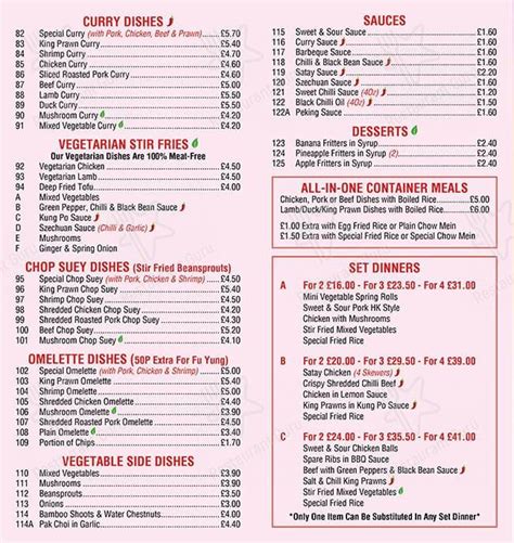 Menu at Phoenix Chinese Takeaway restaurant, London, 222 Mitcham Rd