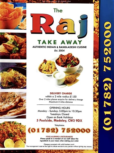 Menu at Raj Takeaway restaurant, Longhope