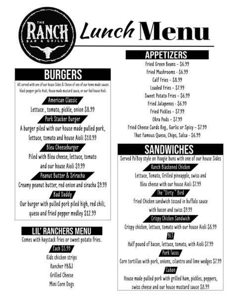 Menu at Ranch Tavern pub & bar, Yakima - restaurantguru.com