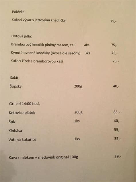 Menu at Restaurant Goodness (Hospůdka Sport), Liberec