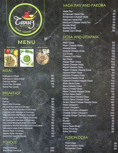 Menu at Tanu