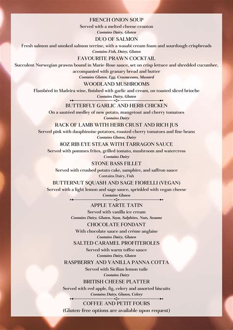 Menu at The Elvetham - Country House Hotel & Wedding Venue …