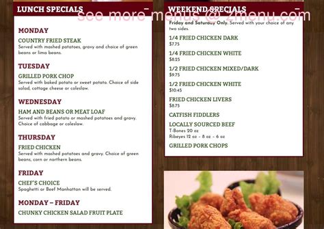 Menu at The Rustic Golf Course & Country Club, Rockport