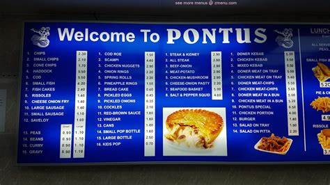 Menu at pontus Fish & Chips restaurant, Coventry