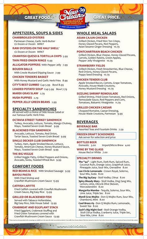 View online menu of New Orleans Hamburger & Se