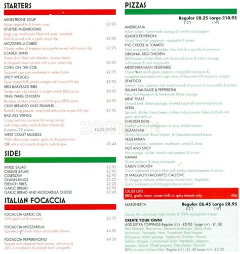 Menu of Di Maggios, City Centre, Glasgow - Zomato