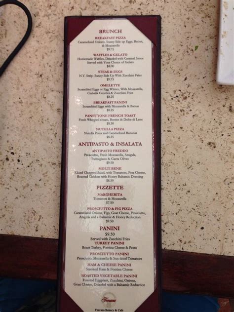 Menu of Farrara Bakery & Pastry Shoppe in Vero Beach, FL 32962