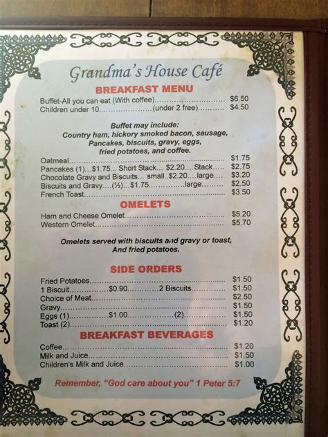 Menu of Grandma