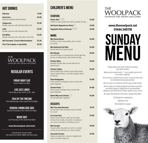 Menus - The Woolpack