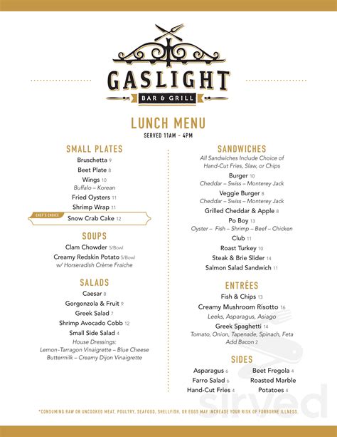 Menus - gaslightbarandgrillclifton.com