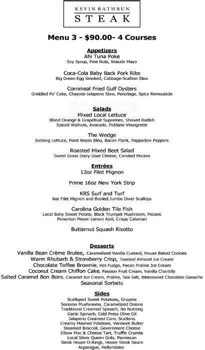 Menus for Kevin Rathbun Steak - Atlanta - SinglePlatform