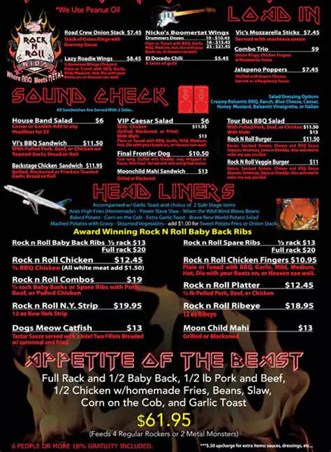 Menus for Rock N