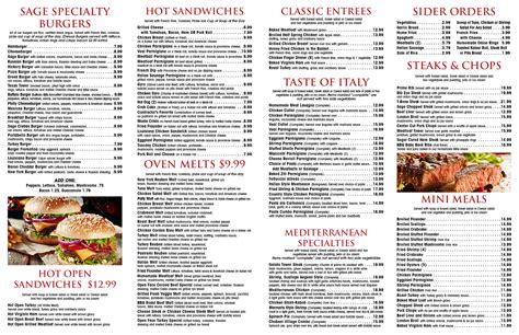 Menus for Sage Diner & Restaurant - Wilmington - SinglePlatform