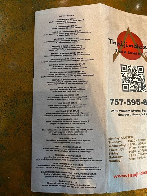 Menus for Thaijindesu - Newport News - SinglePlatform