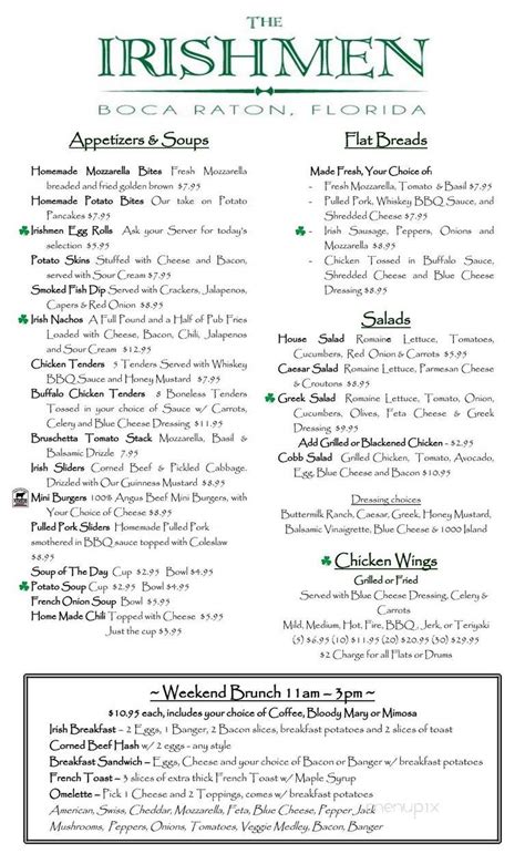 Menus for The Irishmen - Boca Raton - SinglePlatform