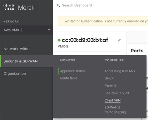 Meraki client vpn firewall rules.  This functionality enables administrators t...