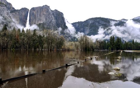Merced River in Yosemite reaches flood stage