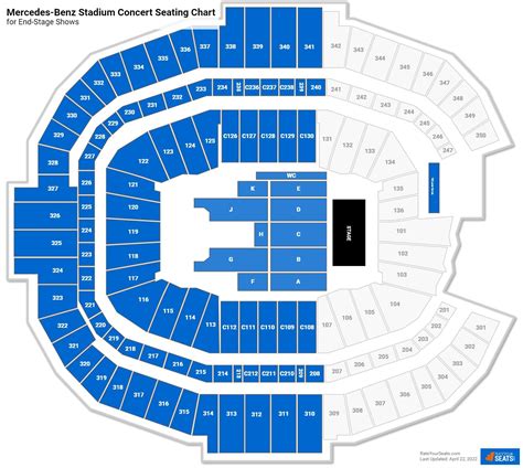 At a venue as large as Mercedes-Benz Stadium, getting Field Seats (also known as Floor Seats) at stage level will be some of the best and closest ticket options for the performance. Floor seats will be located in the center of the concert seating chart and will typically be labeled with a letter. Fans seated here often describe the feeling of .... 