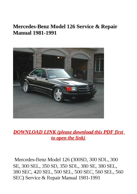 Mercedes benz model 126 service repair manual 1981 1982 1983 1984 1985 1986 1987 1988 1989 1990 1991. - Fra arken til det nye land.