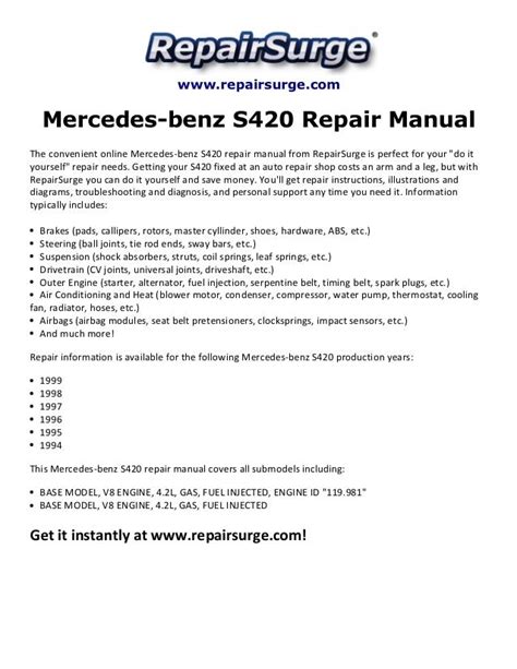 Mercedes benz s 420 repair manual. - Sharp 29h f200ru tv service manual download.