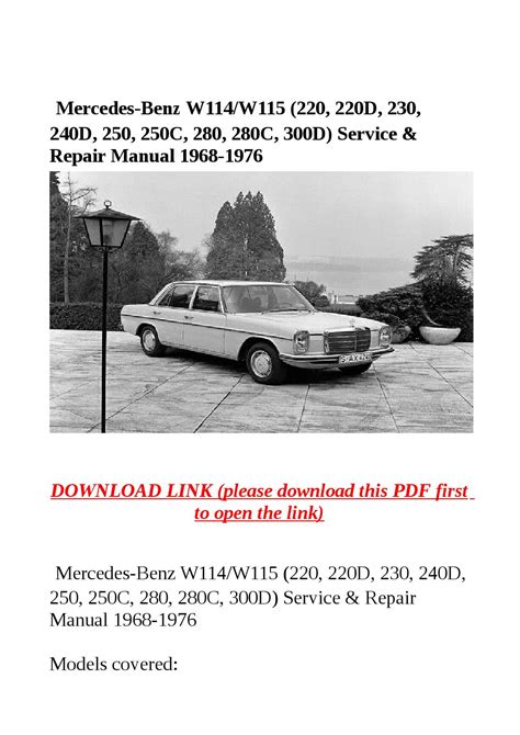 Mercedes benz w115 280 repair manual. - Tryggve andersens opplandsfortellinger i historie og tradisjon fra kansellirådens dager..