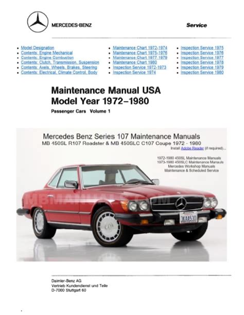 Mercedes sl class r107 1973 1989 service and repair manual. - Sie zogen aus die wahrheit zu finden.