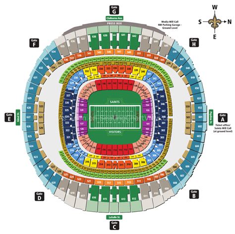 Caesars Superdome seating charts for all events including wwe. Seating charts for New Orleans Saints.. 