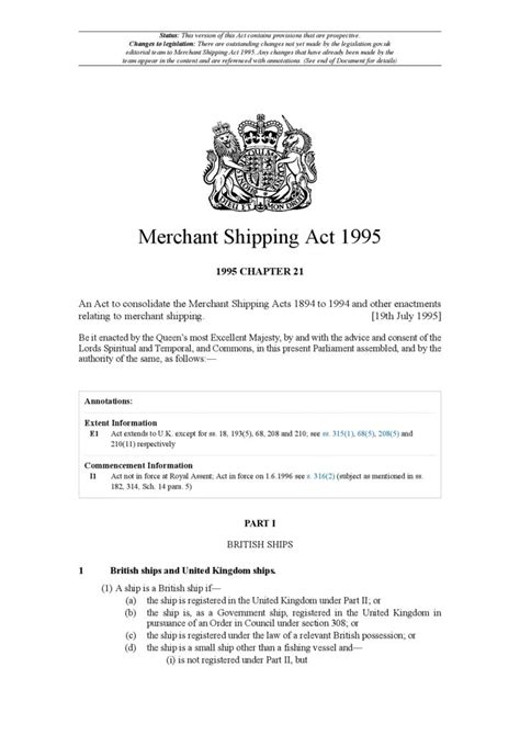 Merchant Shipping Act 1995 - Singapore Statutes Online - AGC