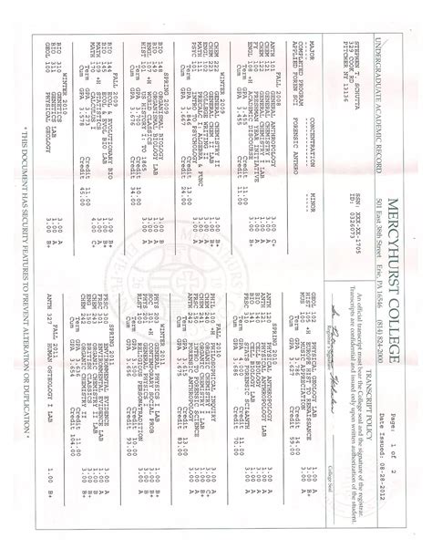 Mercury University Transcript