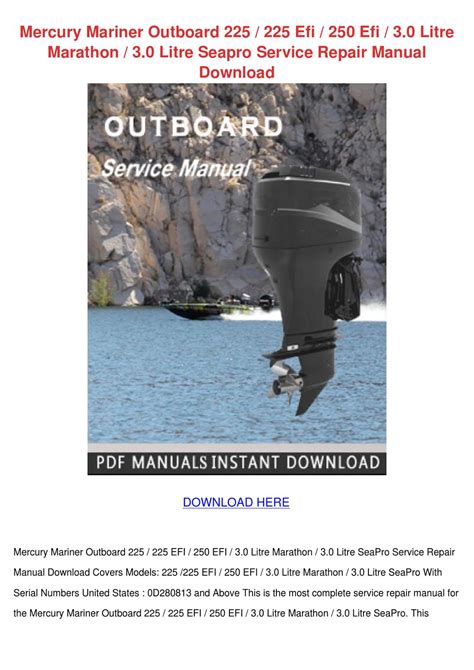 Mercury mariner outboard 225 225 efi 250 efi 3 0 litre marathon 3 0 litre seapro service repair manual download. - Renault megane iii scenic workshop manual.
