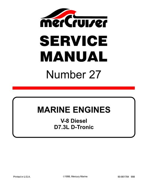 Mercury mercruiser 27 marine engines v 8 diesel d7 3l d tronic service repair manual 1998 2002. - Costruzione manuale 2 al plasma di precisione.
