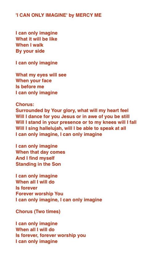 MercyMe - I Can Only Imagine Lyrics Lyrics.com