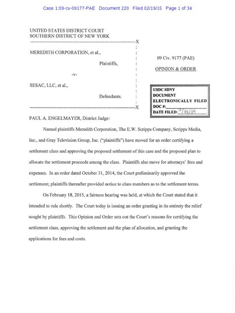 Meredith Corp v SESAC settlement approved pdf