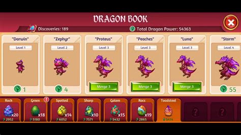 Merge dragons levels with chests. Dragon Chests can be harvested or spawned from many objects present in the Dragon world. They can also be found under Evil Fog or offered as a reward for certain Levels. In Camp, they are locked and need to be opened with Dragon Gems. Depending on the object they were harvested from, their appearance and contents change. They follow the following Merge Chain: Dragon Egg Chest (contains 1-2 ... 