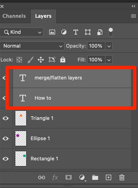 Merge layers photoshop. 1. What you're looking for is the LayerSet object which refers to a group of layers including nested LayerSet's -Photoshop Javascript Reference. You can manipulate all layers within a layer set with a single command like this: LayerSet.merge(); Share. Follow. answered May 8, 2012 at 3:58. pdizz. 4,200 4 29 42. 