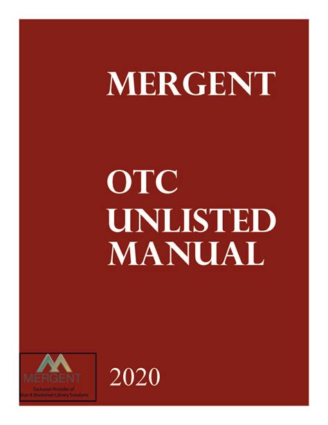 Mergent otc unlisted manual by mergent inc. - Manuali di riparazione per macchine da cucire singer modello 4220.